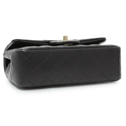 Exclusive Chanel Black Lambskin Quilted Mini Rectangular Flap — Back View