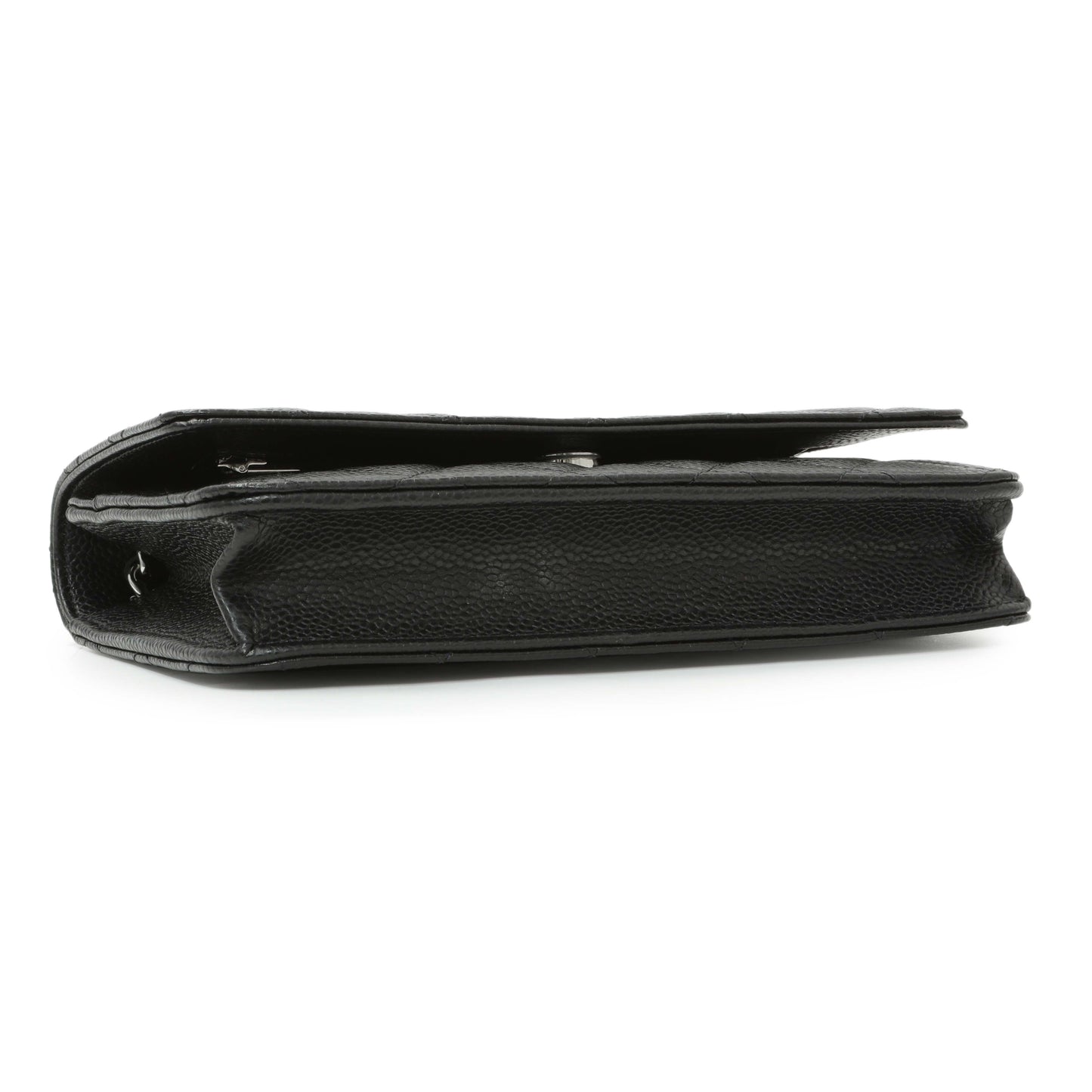Exclusive Chanel Black Quilted Caviar Wallet on Chain — Back View