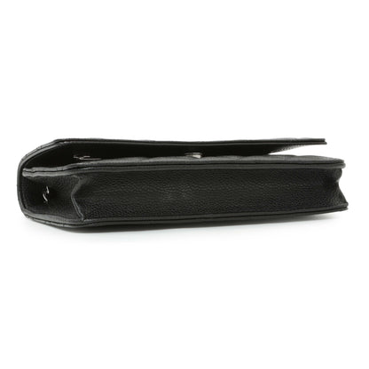 Exclusive Chanel Black Quilted Caviar Wallet on Chain — Back View