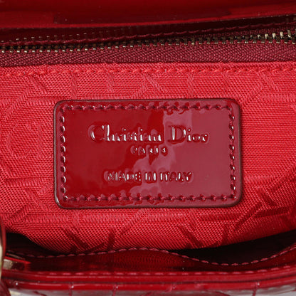 Exclusive Christian Dior Cherry Red Patent Cannage Mini Lady Dior — Detail View