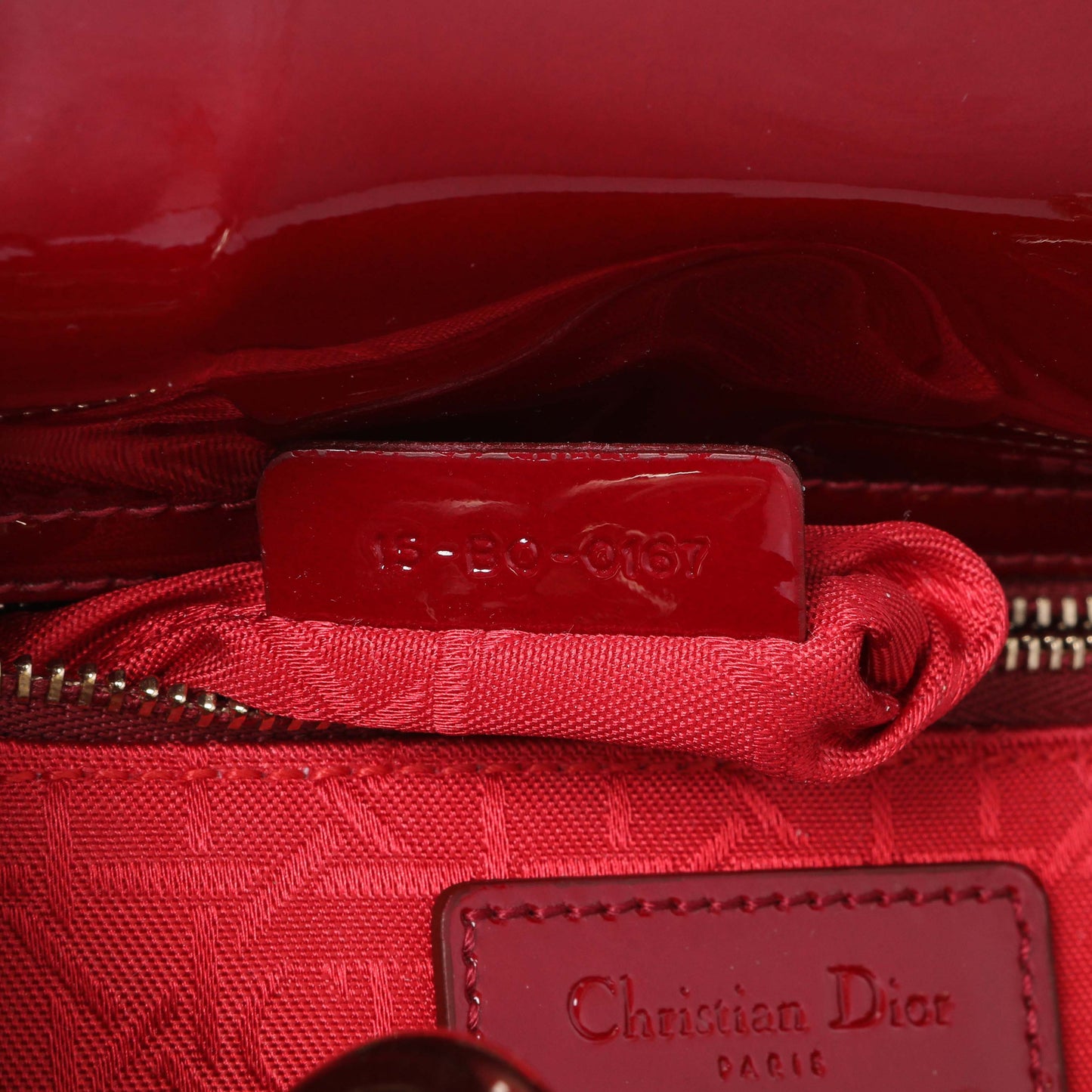 Exclusive Christian Dior Cherry Red Patent Cannage Mini Lady Dior — Lifestyle View