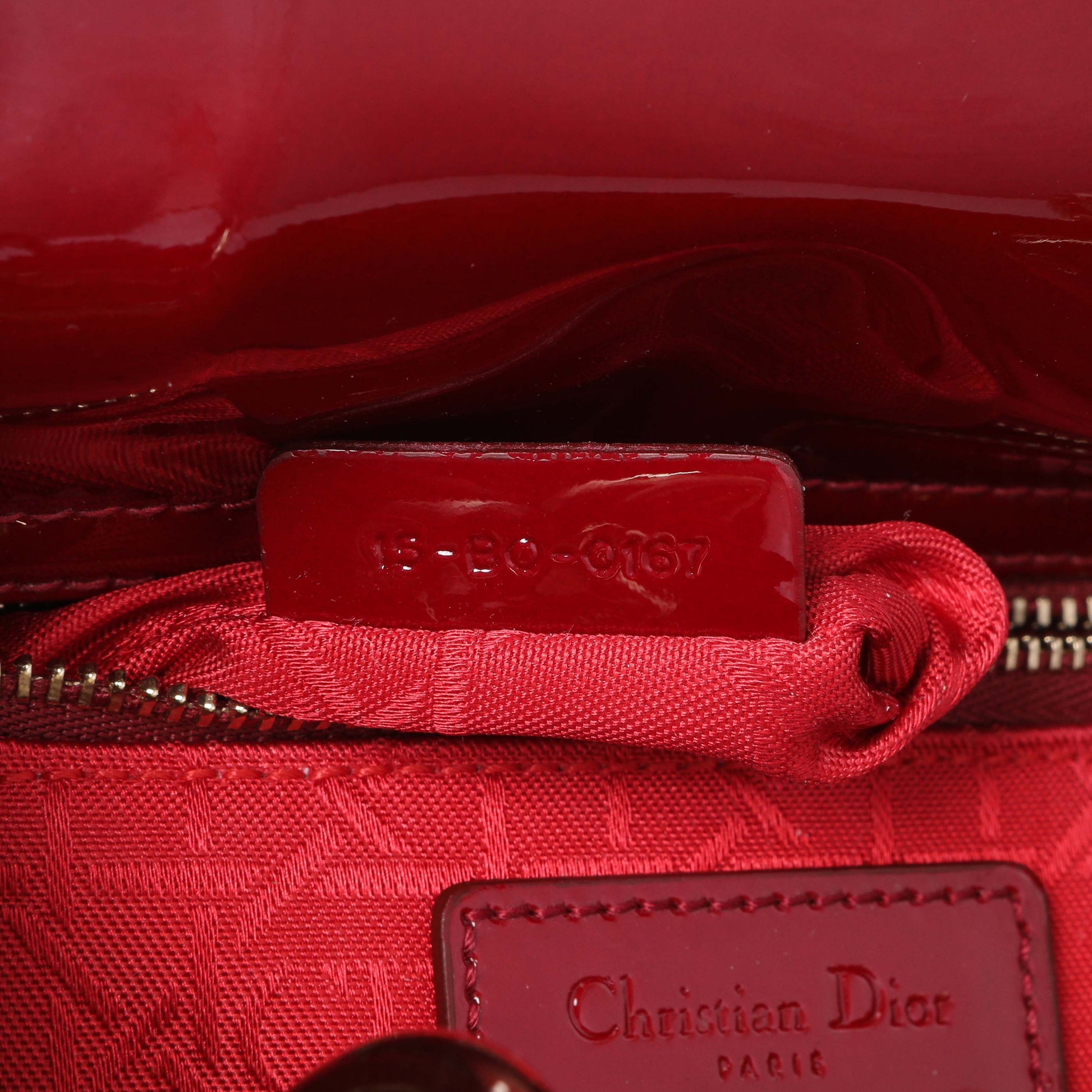 Exclusive Christian Dior Cherry Red Patent Cannage Mini Lady Dior — Lifestyle View