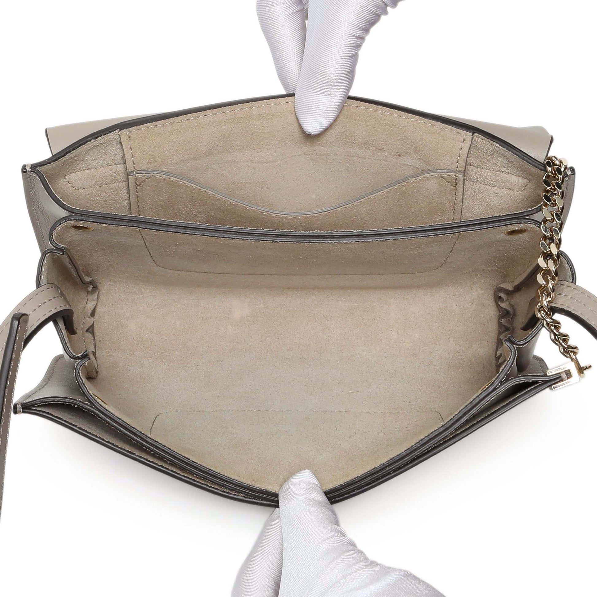 Exclusive Chloe Grey Suede Calfskin Mini Faye Shoulder Bag — Top View