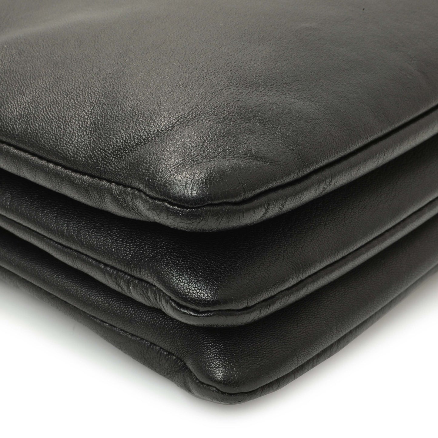 Exclusive Celine Black Lambskin Small Trio Crossbody — Detail View