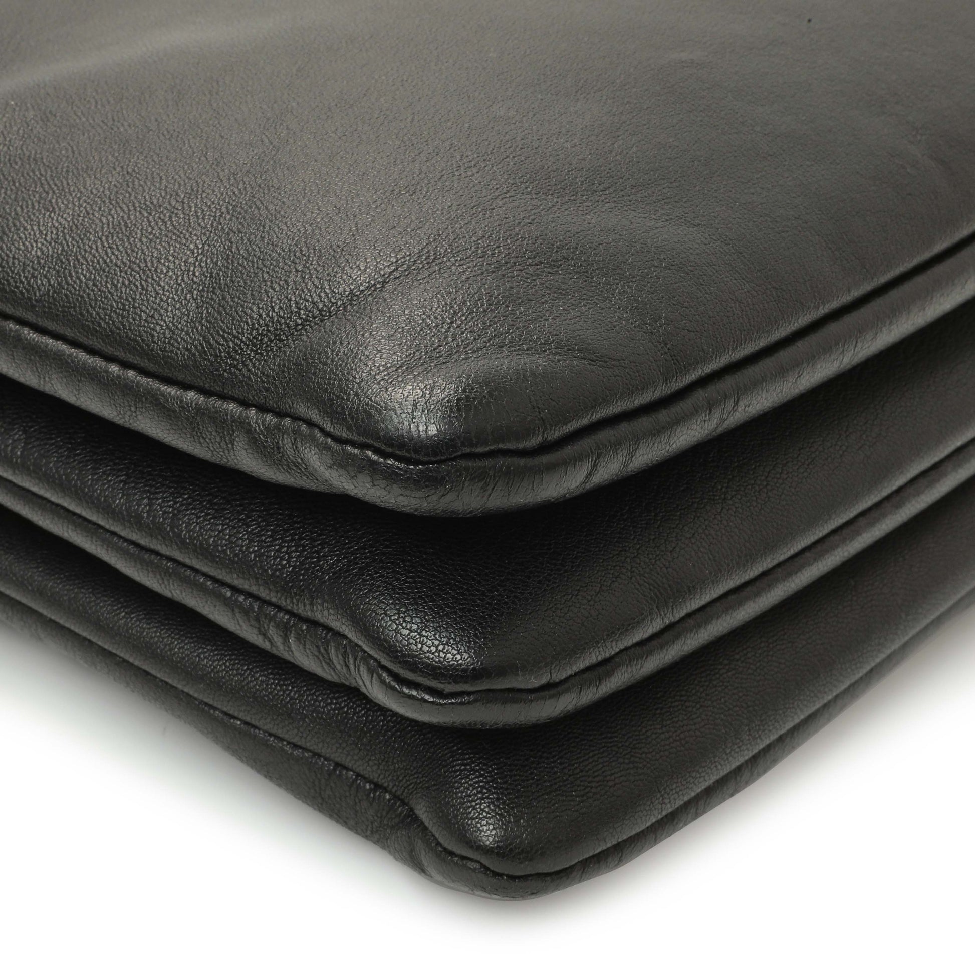 Exclusive Celine Black Lambskin Small Trio Crossbody — Detail View