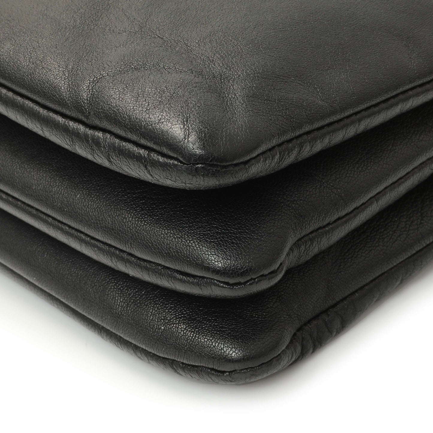 Exclusive Celine Black Lambskin Small Trio Crossbody — Lifestyle View