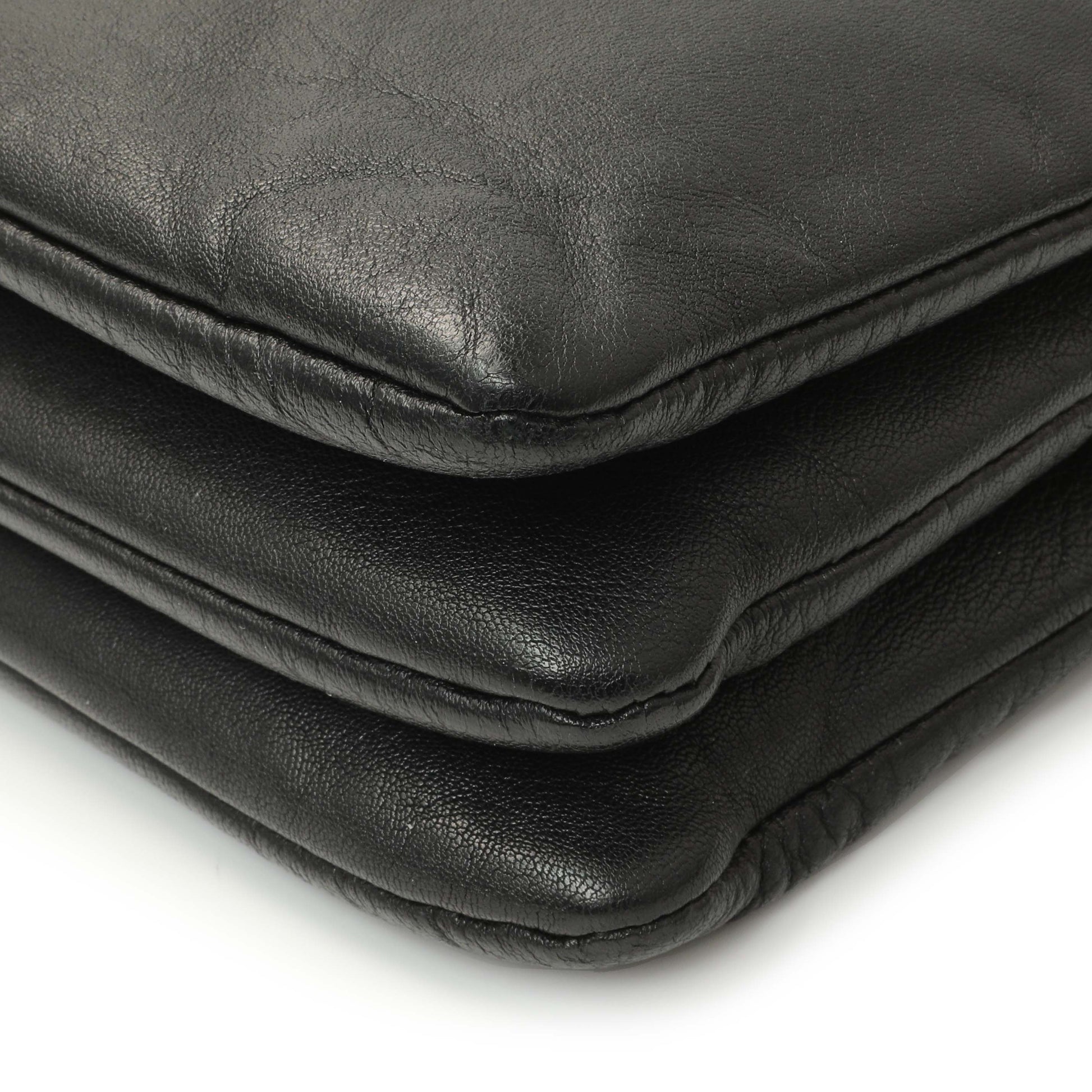 Exclusive Celine Black Lambskin Small Trio Crossbody — Lifestyle View