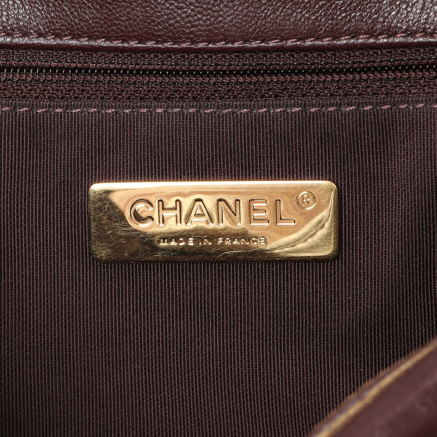 Exclusive Chanel Burgundy Quilted Goatskin Medium Chanel 19 Flap — Lifestyle View