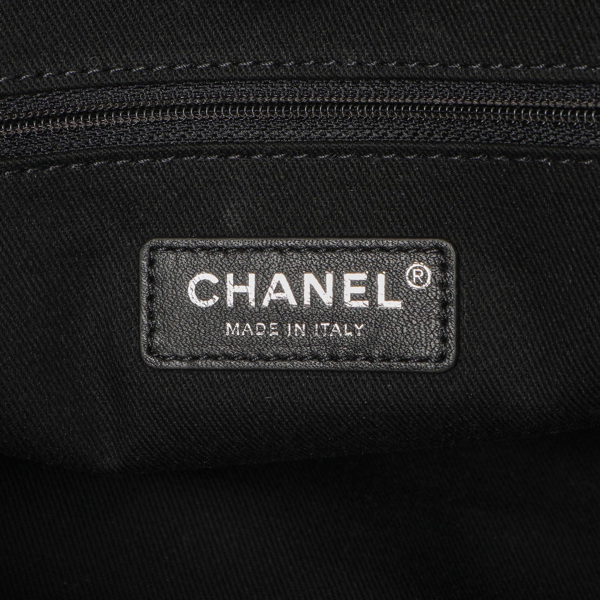 Exclusive Chanel Black Canvas Small Deauville Tote — Detail View