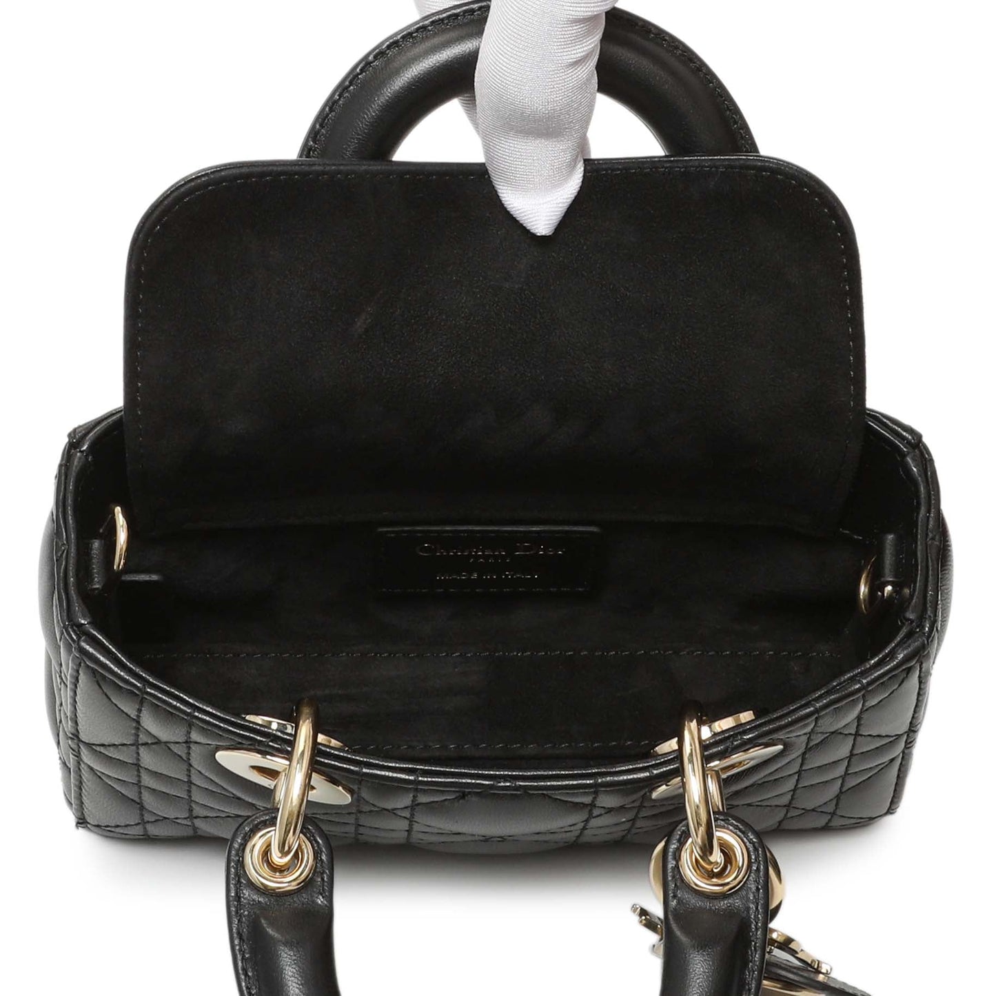 Exclusive Christian Dior Black Lambskin Cannage Micro Lady D-Joy — Alternate View 8