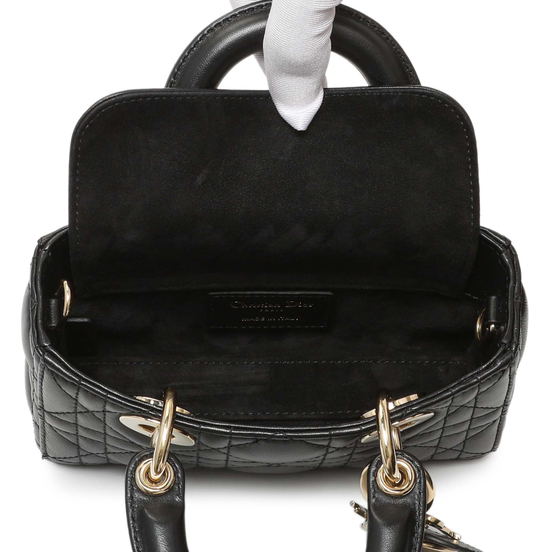 Exclusive Christian Dior Black Lambskin Cannage Micro Lady D-Joy — Alternate View 8