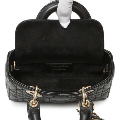 Exclusive Christian Dior Black Lambskin Cannage Micro Lady D-Joy — Alternate View 8