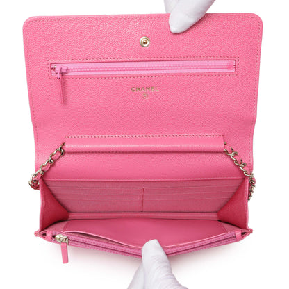 Exclusive Chanel Pink Caviar Wallet on Chain — Top View