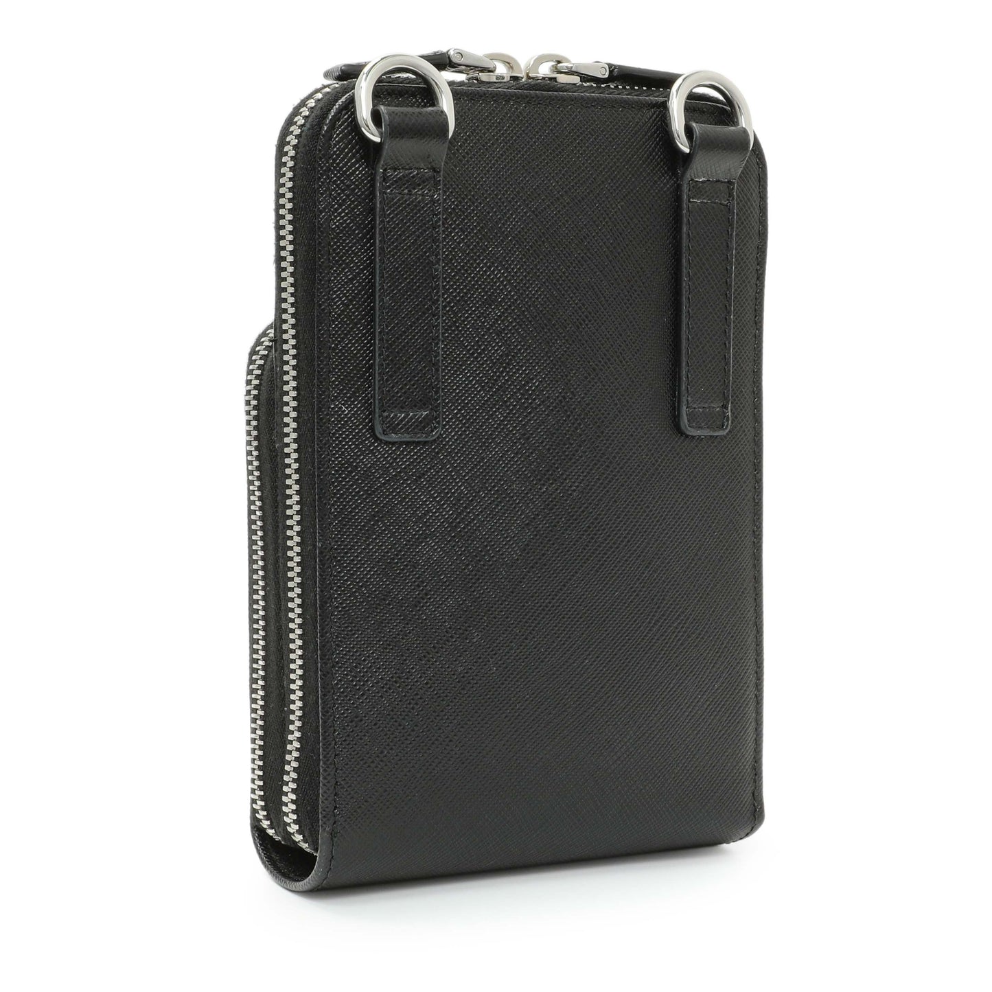 Exclusive Prada Black Saffiano Smartphone Case Crossbody — Side View