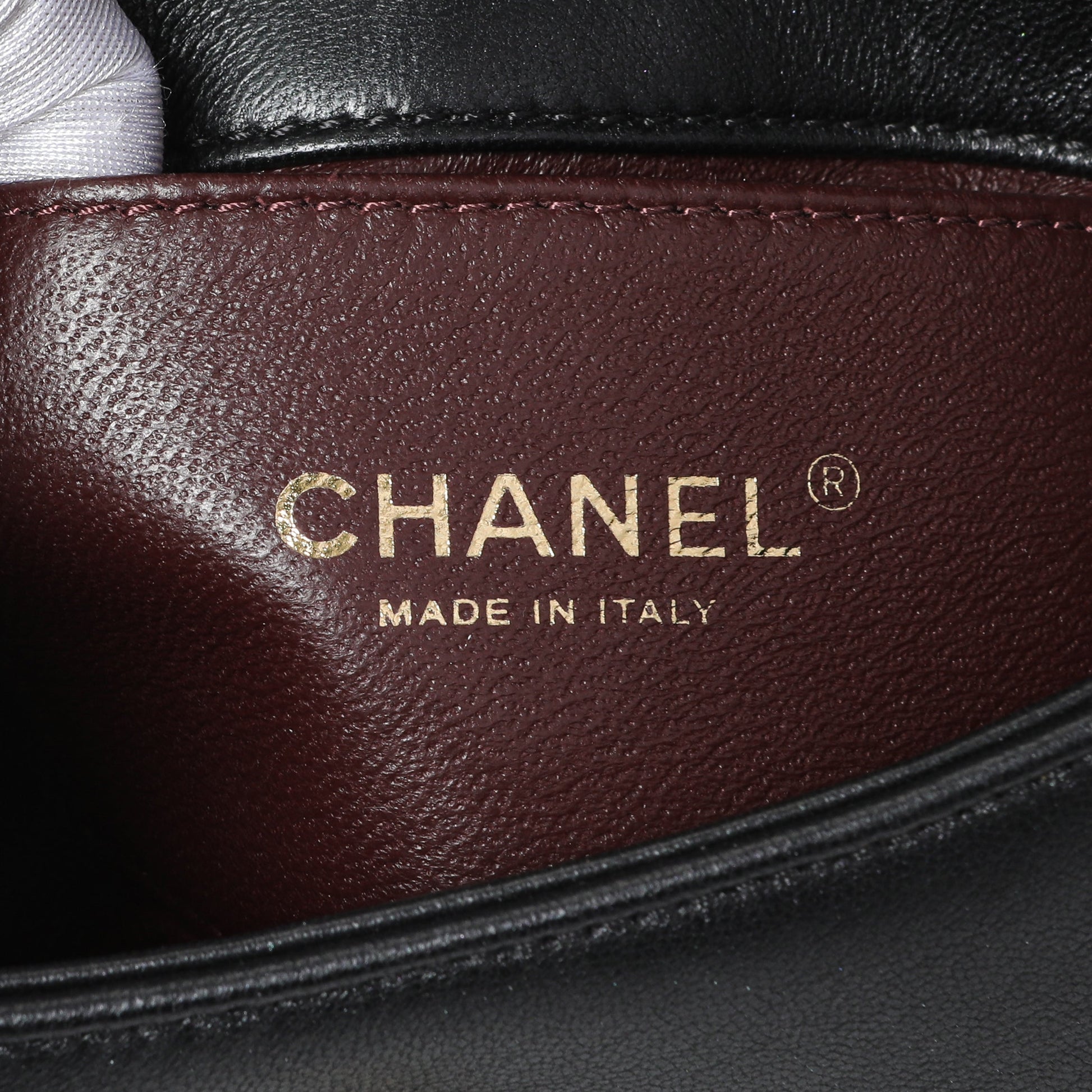 Exclusive Chanel Black Calfskin Pearly Wallet On Chain — Detail View