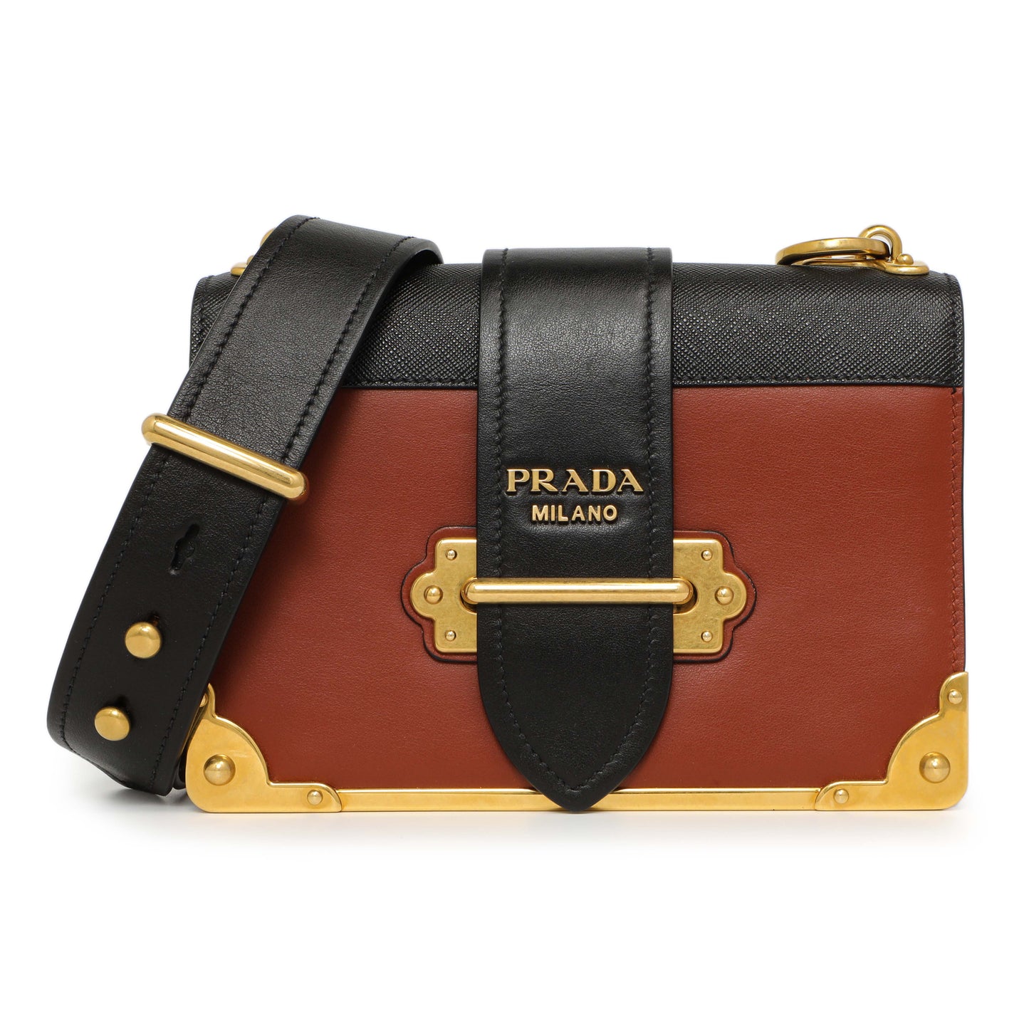 Exclusive Prada Cotto Nero City Calf Saffiano Cahier Bag — Side View