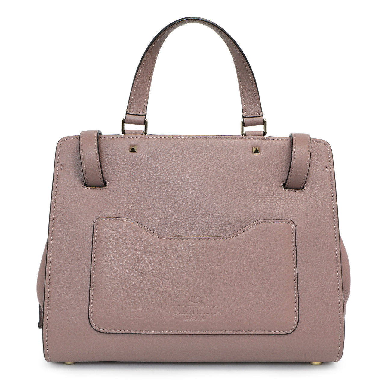 Exclusive Valentino Mauve Pebbled Calfskin Medium Joylock Satchel — Back View