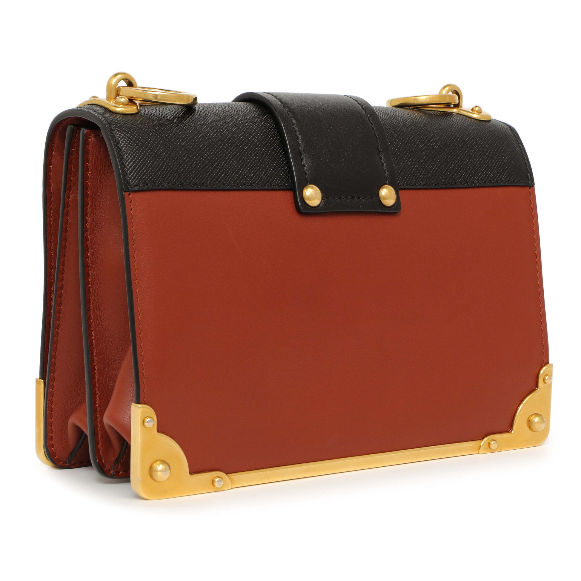 Exclusive Prada Cotto Nero City Calf Saffiano Cahier Bag — Back View