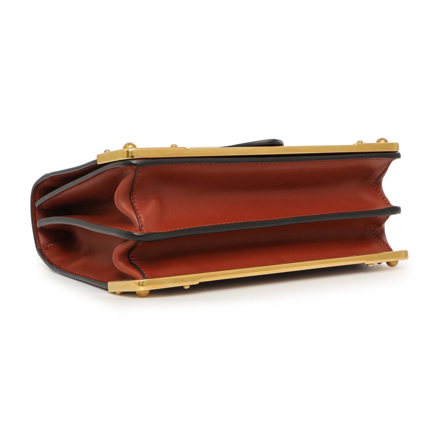 Exclusive Prada Cotto Nero City Calf Saffiano Cahier Bag — Top View