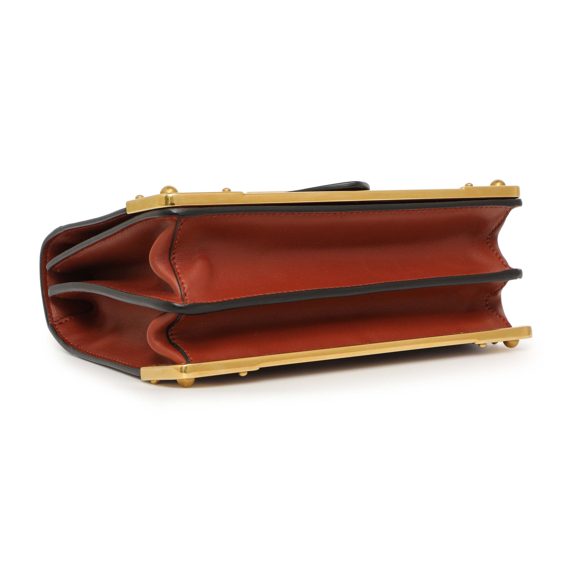 Exclusive Prada Cotto Nero City Calf Saffiano Cahier Bag — Top View