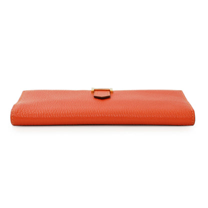 Exclusive Hermes Orange Chevre Tri-Fold Bearn Wallet — Back View