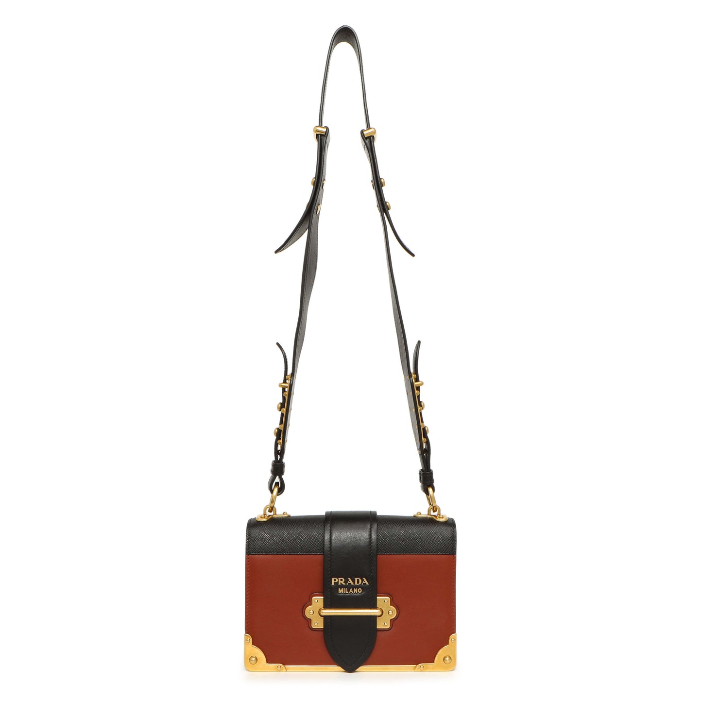 Exclusive Prada Cotto Nero City Calf Saffiano Cahier Bag — Front View