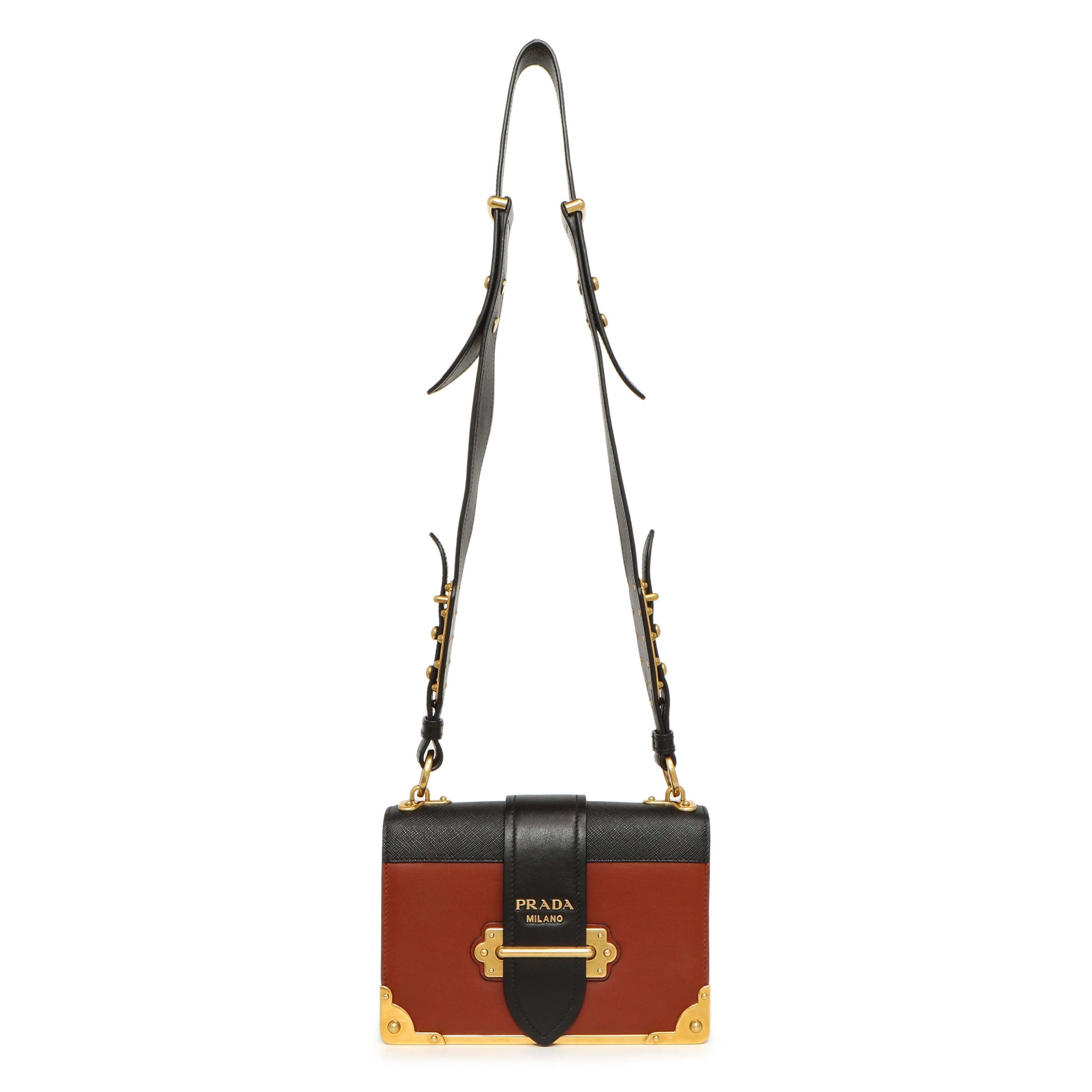 Exclusive Prada Cotto Nero City Calf Saffiano Cahier Bag — Front View