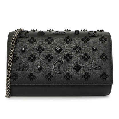 Exclusive Christian Louboutin Black Calfskin Spikes Loubinthesky Paloma Clutch — Front View