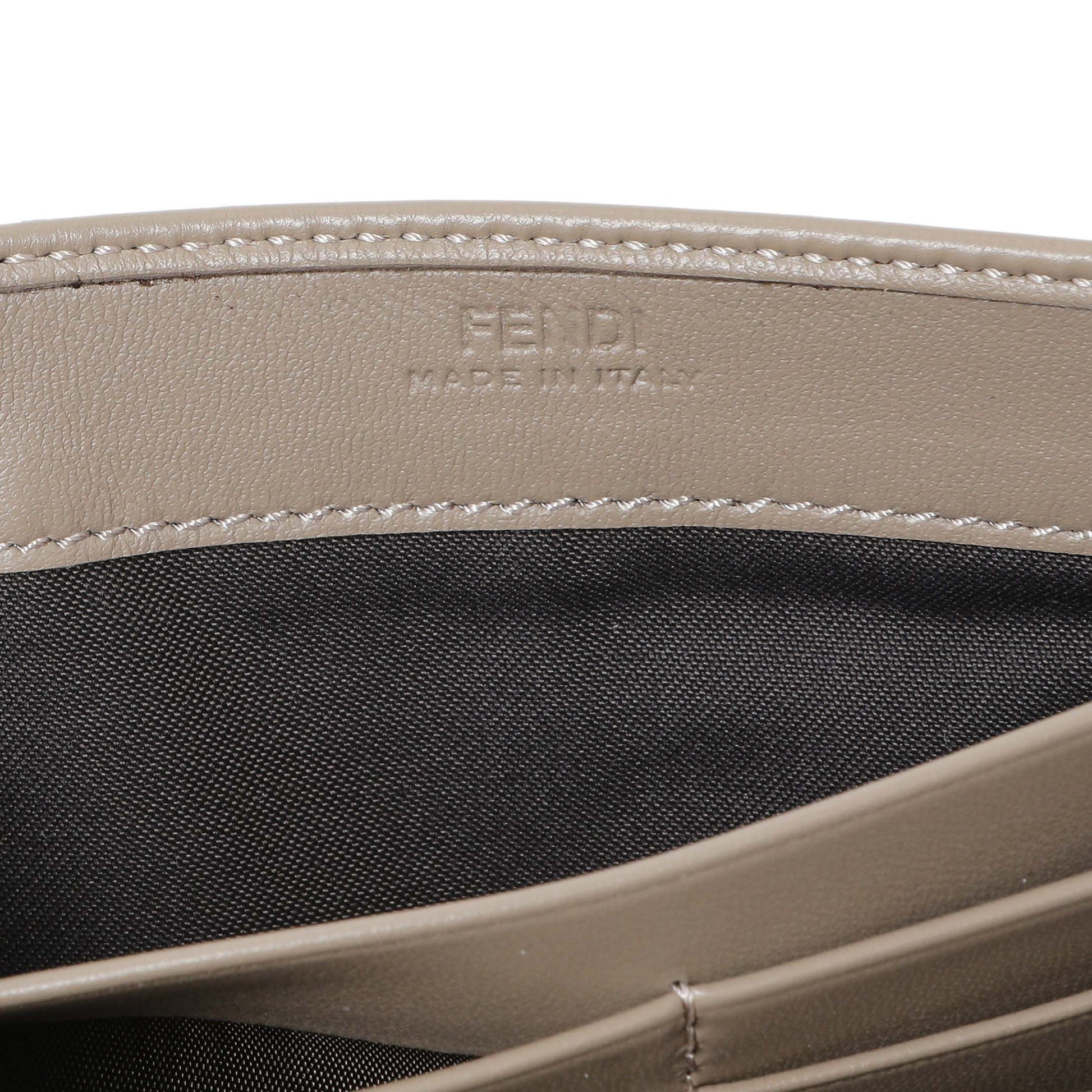 Exclusive Fendi Grey Nappa Matisse FF Embossed Continental Wallet On Chain — Detail View