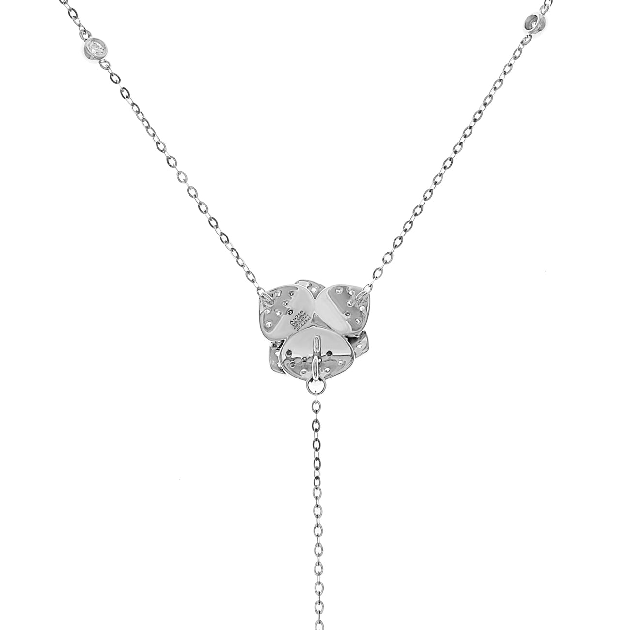 Exclusive 18K White Gold 8.9mm Pearl & Diamond Lariat Necklace — Side View