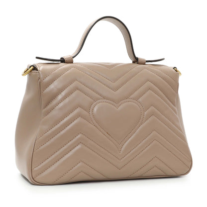 Exclusive Gucci Porcelain Calfskin Matelasse Small GG Marmont Top Handle Shoulder Bag — Side View