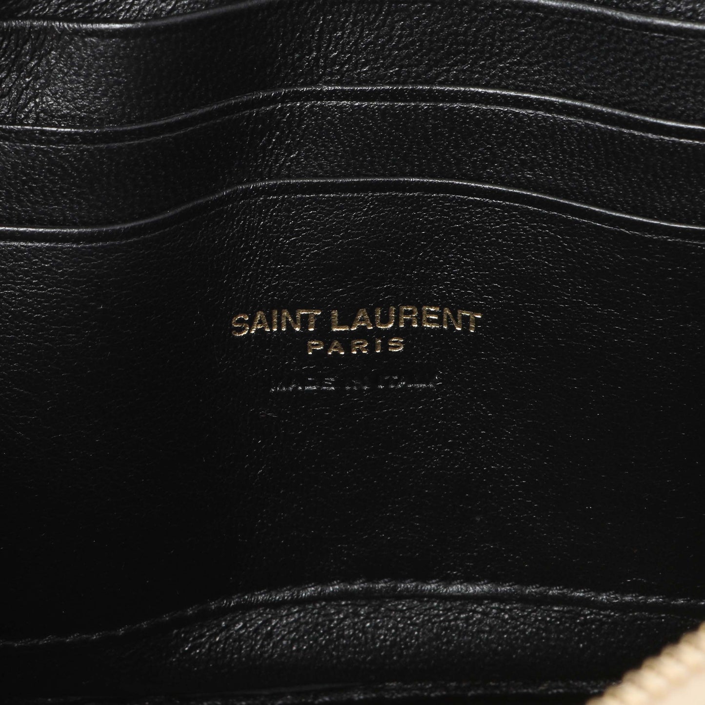 Exclusive Saint Laurent Dark Beige Grain De Poudre Matelasse Monogram Mini Lou Camera Bag — Detail View
