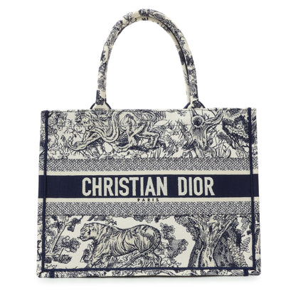 Exclusive Christian Dior Blue Dioriviera Reverse Striped Toile De Jouy Medium Book Tote — Front View