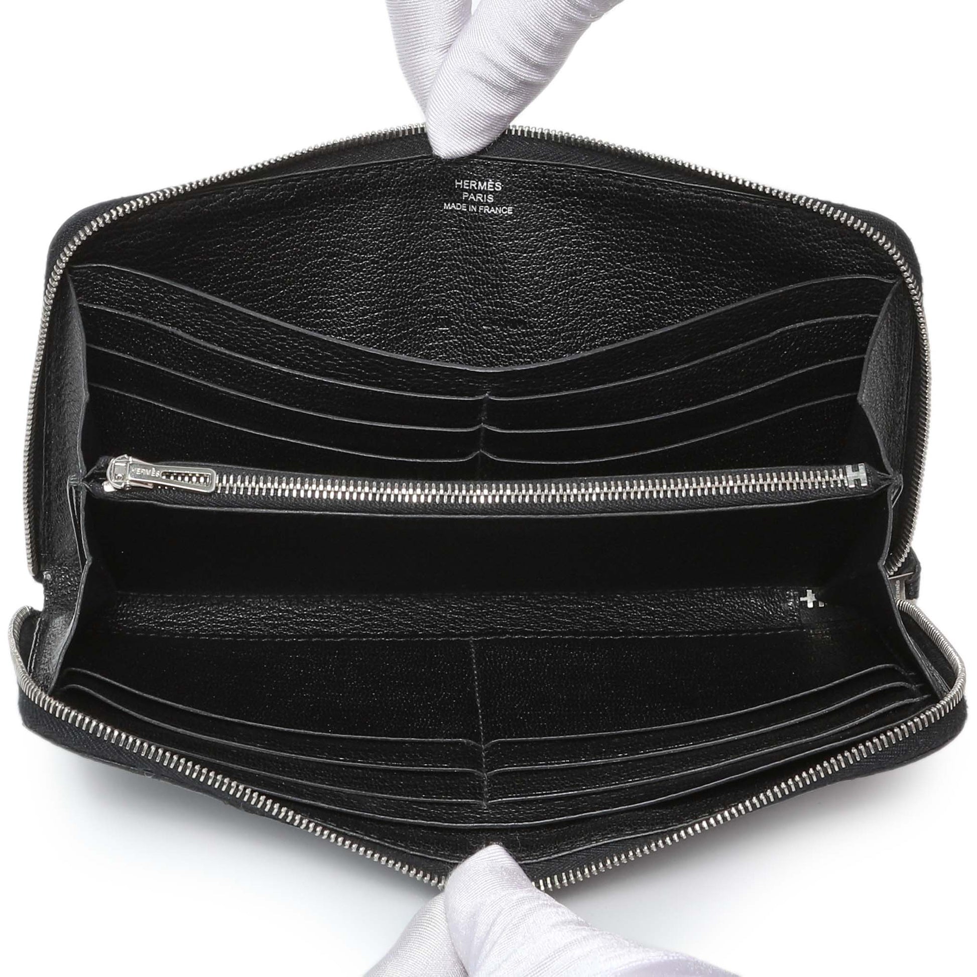 Exclusive Hermes Black Chevre Azap Wallet — Alternate View 8