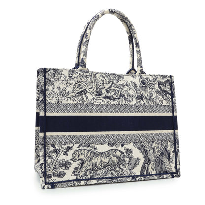 Exclusive Christian Dior Blue Dioriviera Reverse Striped Toile De Jouy Medium Book Tote — Side View