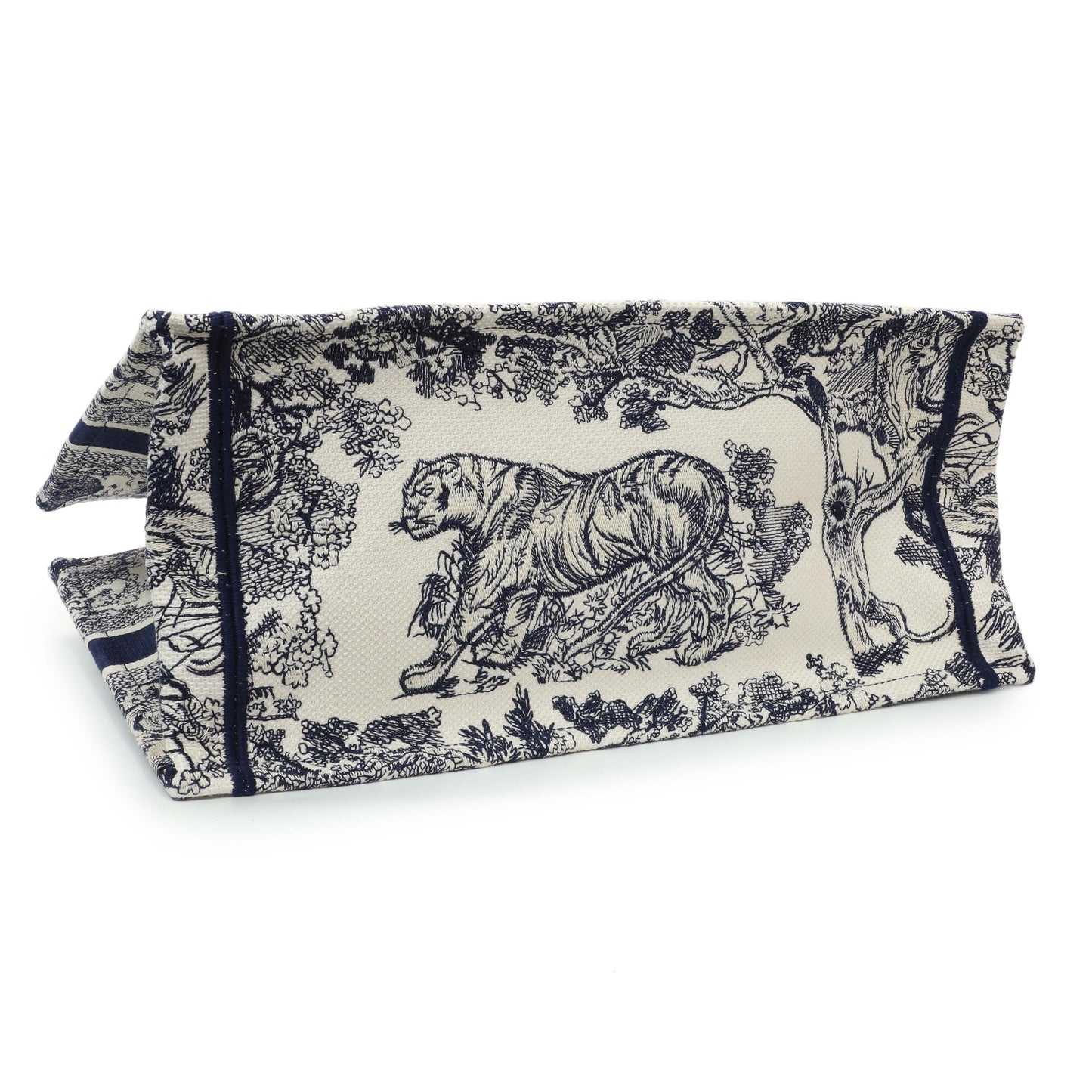 Exclusive Christian Dior Blue Dioriviera Reverse Striped Toile De Jouy Medium Book Tote — Back View