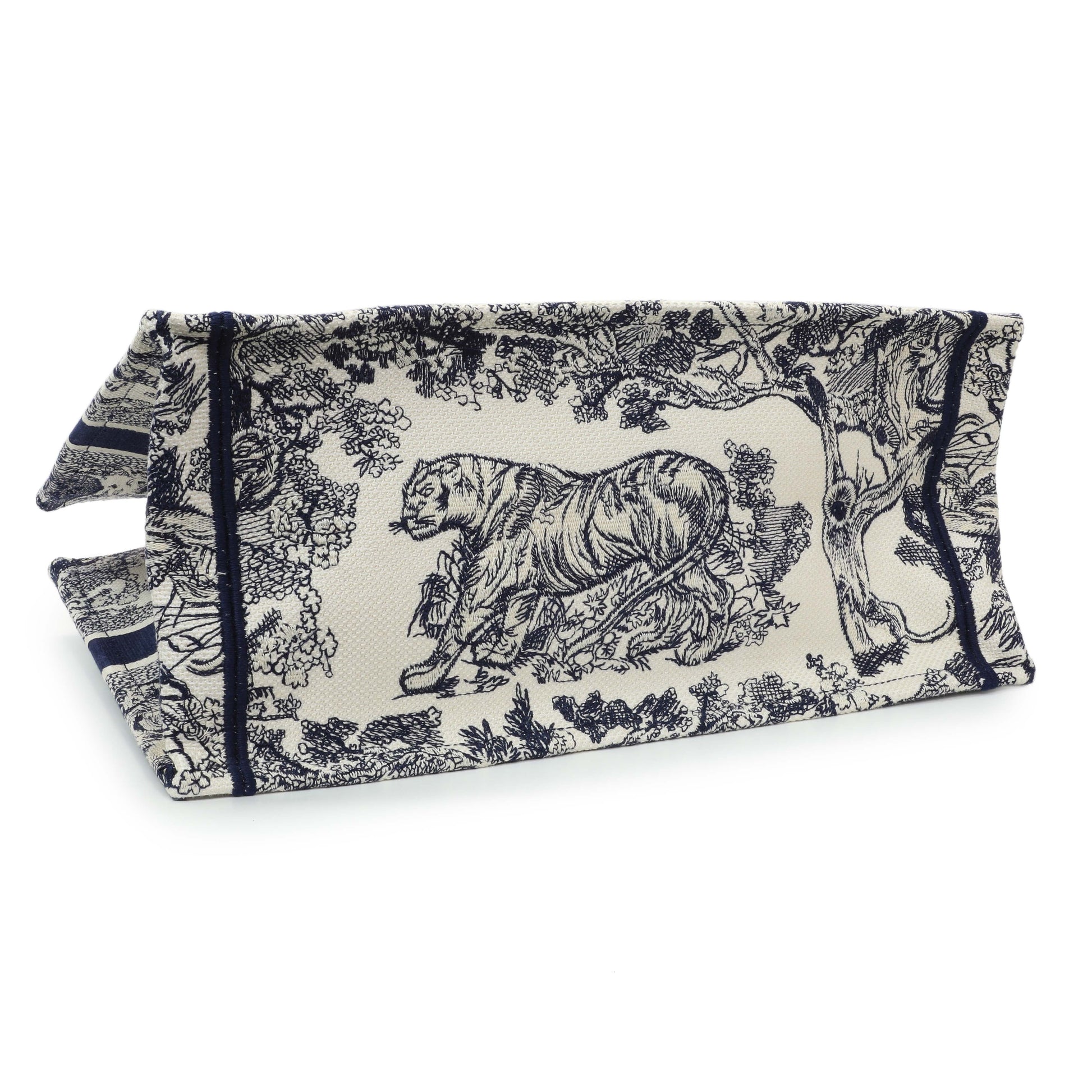 Exclusive Christian Dior Blue Dioriviera Reverse Striped Toile De Jouy Medium Book Tote — Back View