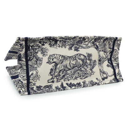 Exclusive Christian Dior Blue Dioriviera Reverse Striped Toile De Jouy Medium Book Tote — Back View
