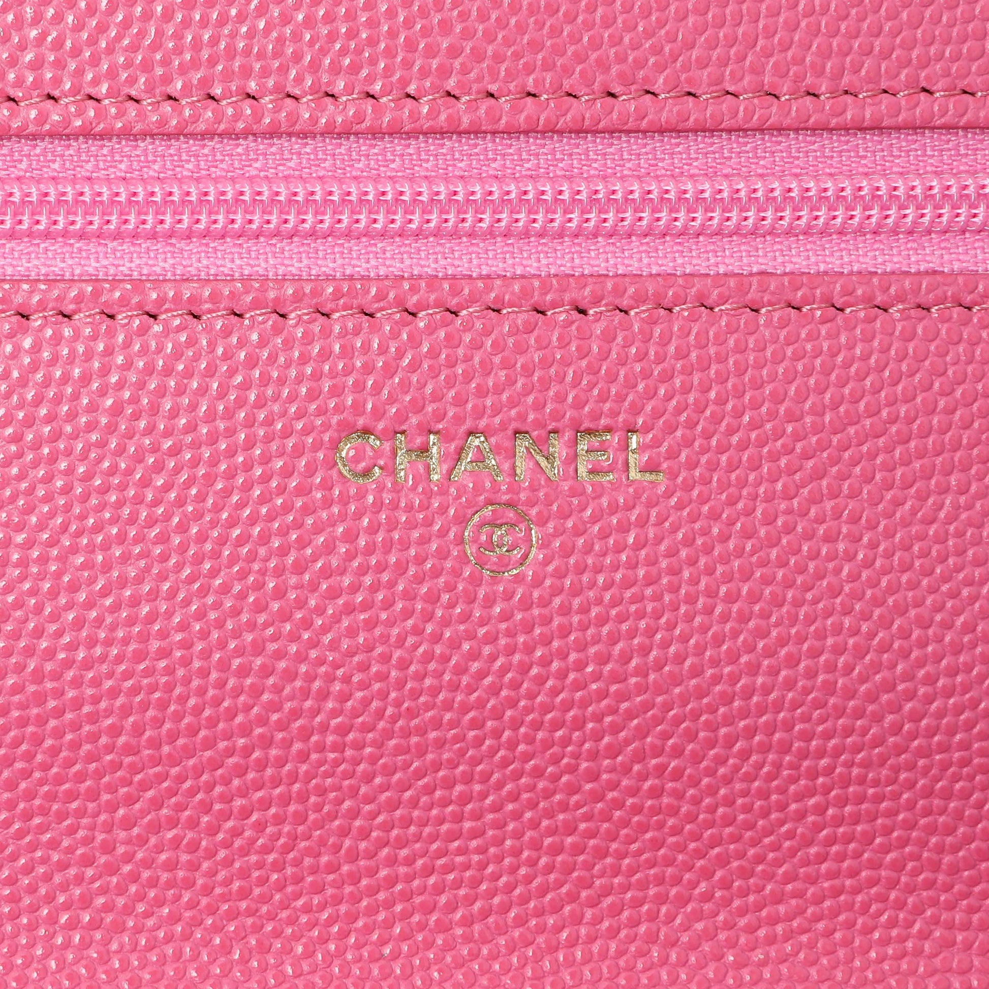 Exclusive Chanel Pink Caviar Wallet on Chain — Detail View