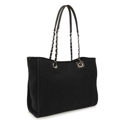 Exclusive Chanel Black Canvas Small Deauville Tote — Side View