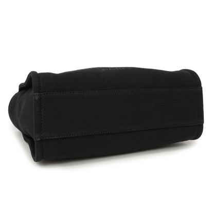 Exclusive Chanel Black Canvas Small Deauville Tote — Back View