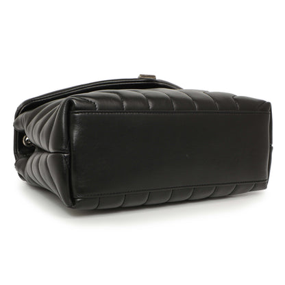 Exclusive Saint Laurent Black Calfskin Y Quilted Monogram Small Charm Loulou Chain Satchel — Back View