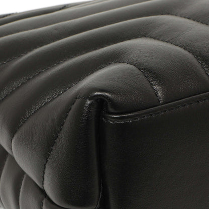 Exclusive Saint Laurent Black Calfskin Y Quilted Monogram Small Charm Loulou Chain Satchel — Lifestyle View