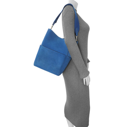 Exclusive Celine Blue Suede Sangle Bucket Bag — Alternate View 11