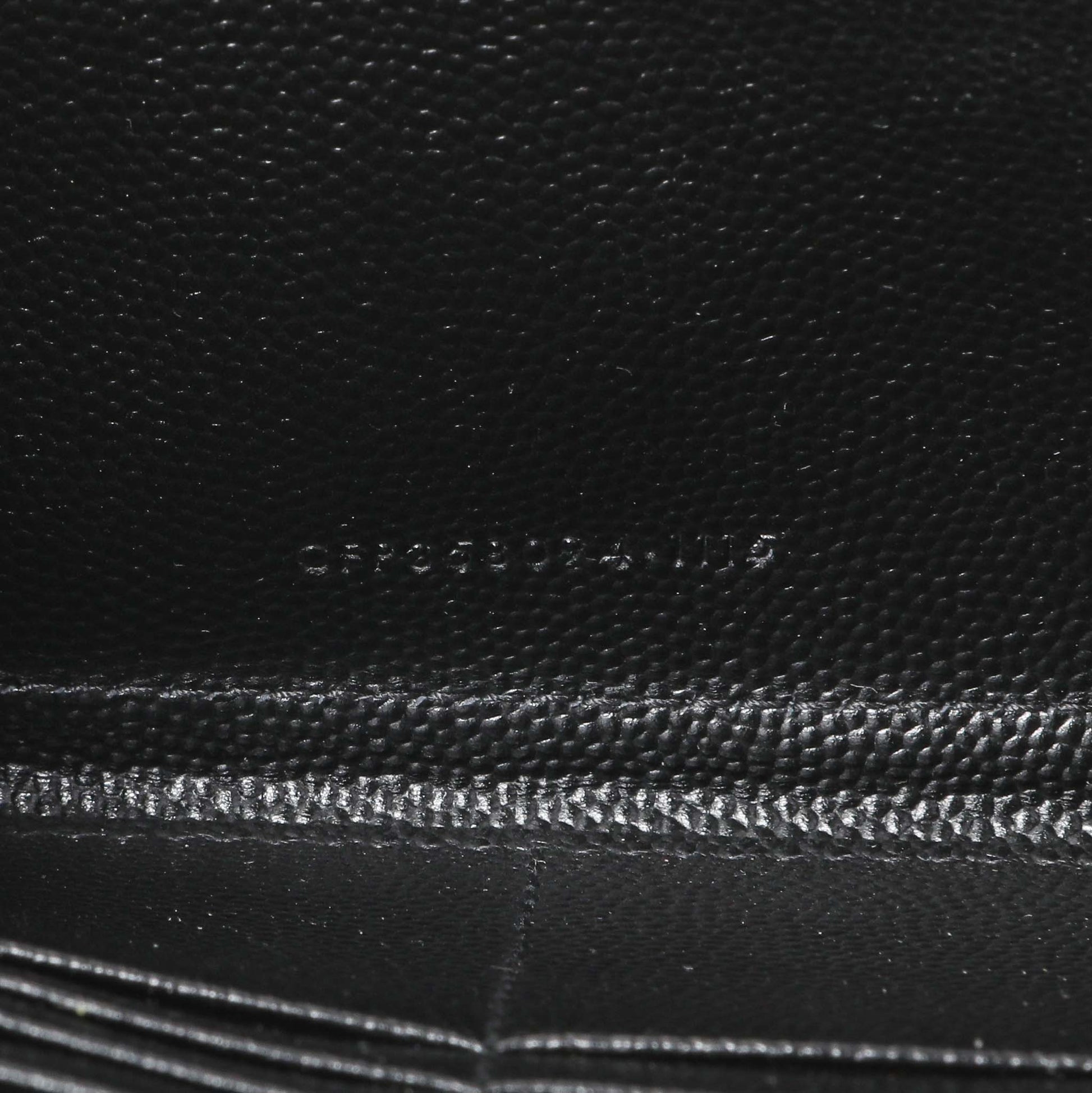 Exclusive Saint Laurent Black Grain De Poudre Matelasse Chevron Monogram Zip Around Wallet — Lifestyle View