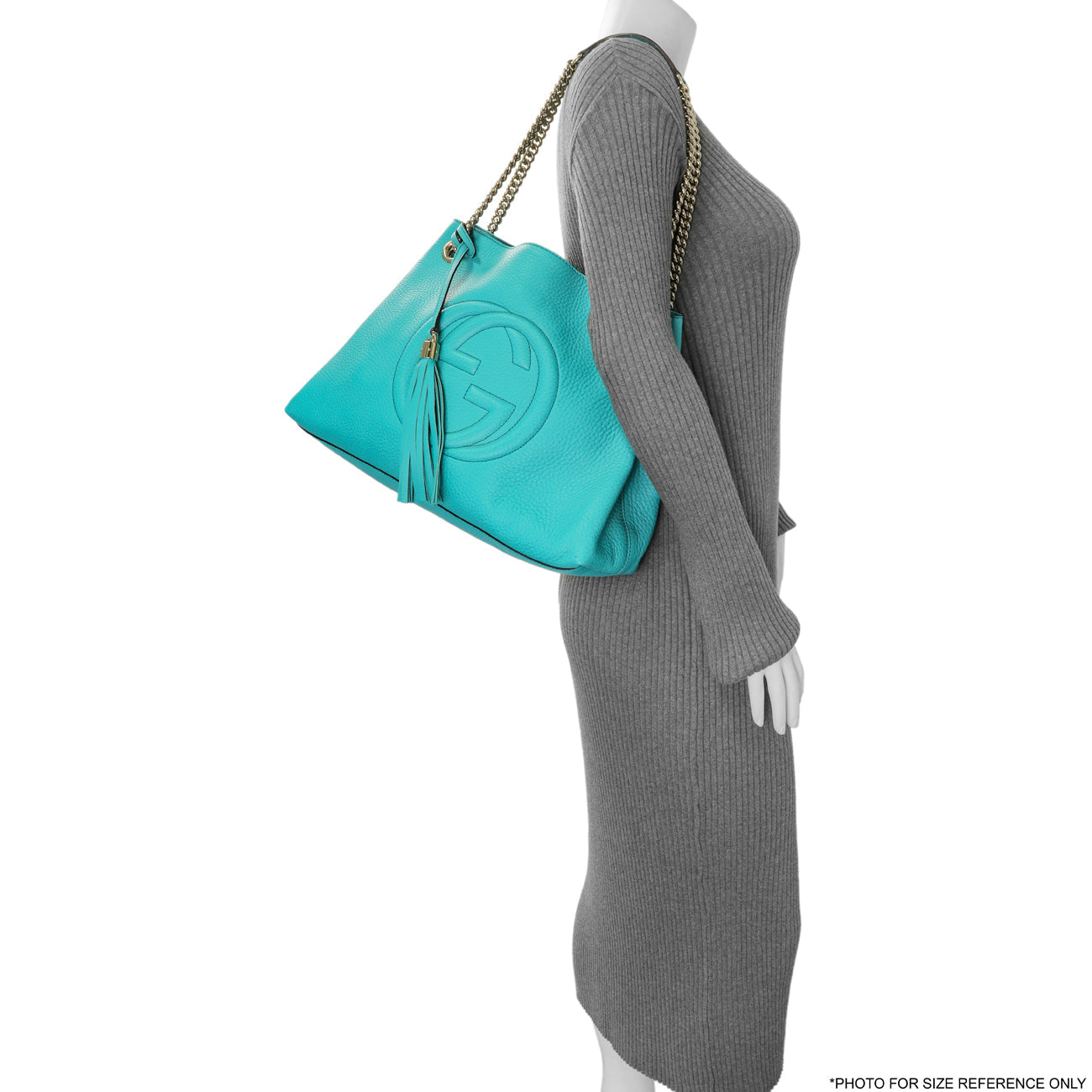 Exclusive Gucci Teal Pebbled Calfskin Medium Soho Chain Shoulder Bag — Alternate View 12
