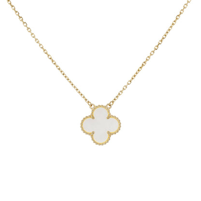 Exclusive Van Cleef & Arpels 18K Yellow Gold Mother of Pearl Vintage Alhambra Pendant Necklace — Front View