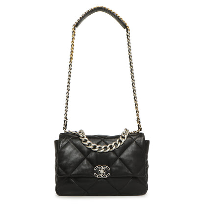 Exclusive Chanel Black Quilted Lambskin Large 19 Flap — Front View