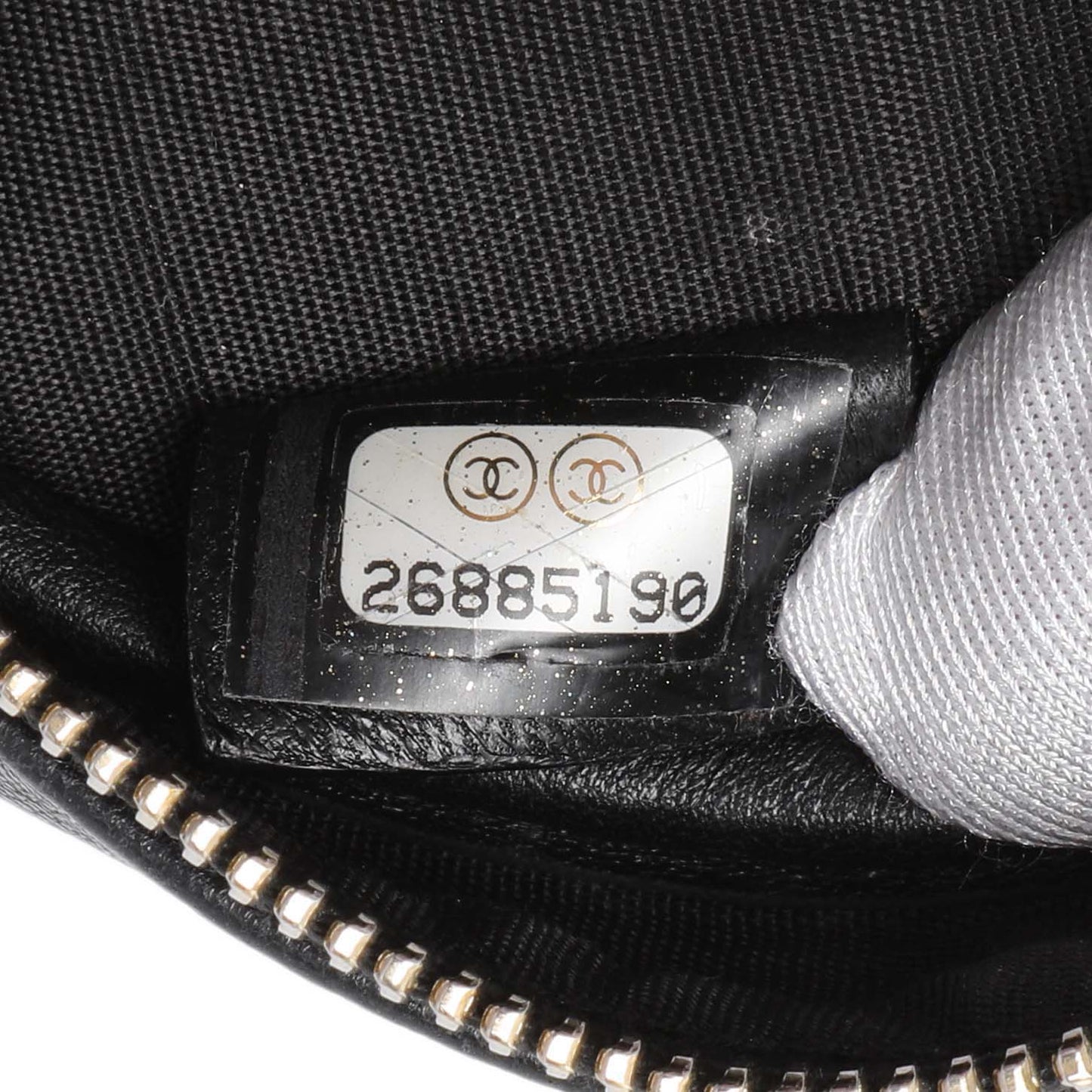 Exclusive Chanel Black Lambskin Quilted Studded Round Clutch With Chain — Lifestyle View