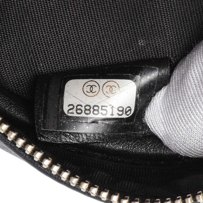 Exclusive Chanel Black Lambskin Quilted Studded Round Clutch With Chain — Lifestyle View